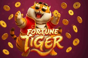Tigre dourado sorridente no jogo Fortune Tiger do 78R Cassino.