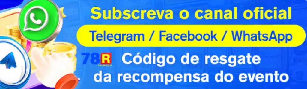Ícones dos canais oficiais do 78R Cassino no Telegram, Facebook e WhatsApp